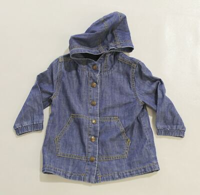 Cubus Mini Toddler's Parker Snap Front Denim Hooded Jacket JB1 Blue Size 9M NWT