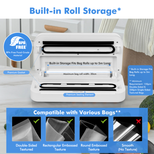 Flora Food Vacuum Sealer Machine-Professional Fresh Saver-White-FL-FVS-5199-AU - Picture 8 of 9
