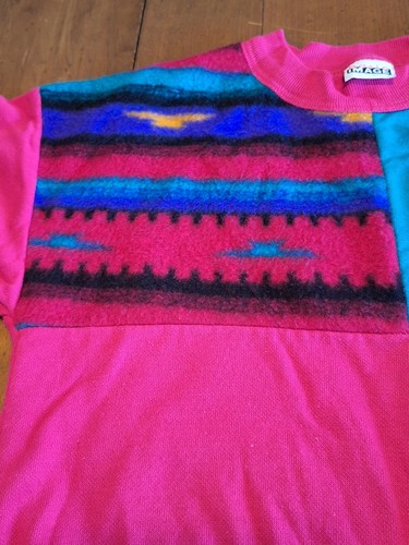 Vintage 90’s Basic Image Kids Girls Sz 14 Colorblock Graphic Long Sleeve Sweater - Picture 9 of 12