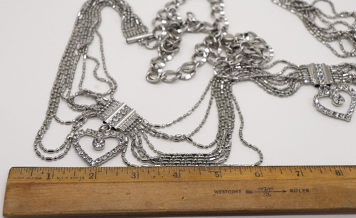 Women's Belt Stainless Steel w/ Clear Stone & 8 Strands Adjustable Retro Vintage - Picture 12 of 12