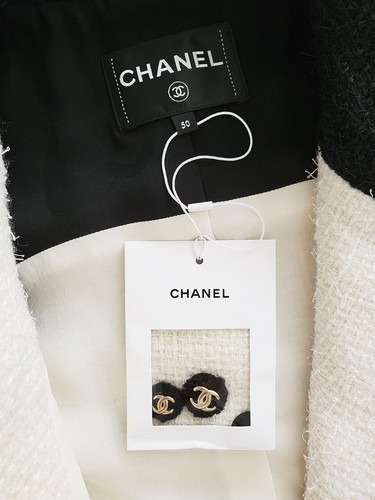 NWT CHANEL 20A METIER D'ART BLACK ECRU TWEED JACKET FR50 - 第 7/11 張圖片