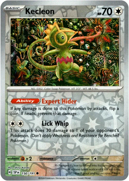 ⚡Pokemon - Kecleon - Common - 150/191 - Reverse Holo - Surging Sparks (NM)⚡