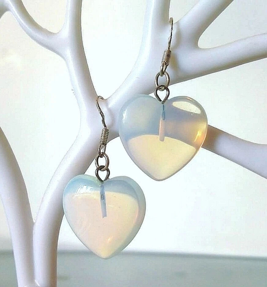 ORECCHINI CUORE VERO OPALE NOBILE E ARGENTO 925 RARI GIOCHI DI LUCE ROSSO/BLU - Immagine 2 di 4