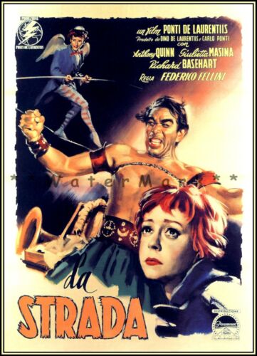 La Strada 1956 Federico Fellini película clásica póster vintage estampado arte retro - Imagen 1 de 4