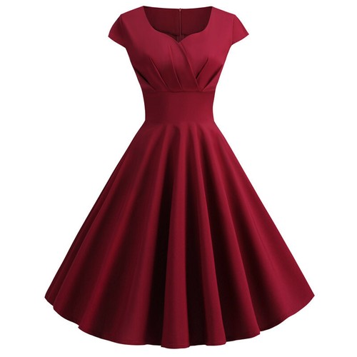 Mujeres Años 50 60 Vintage Rockabilly Swing Vestido Cuello en V Noche Fiesta Vestido Vestidos - Imagen 23 de 40