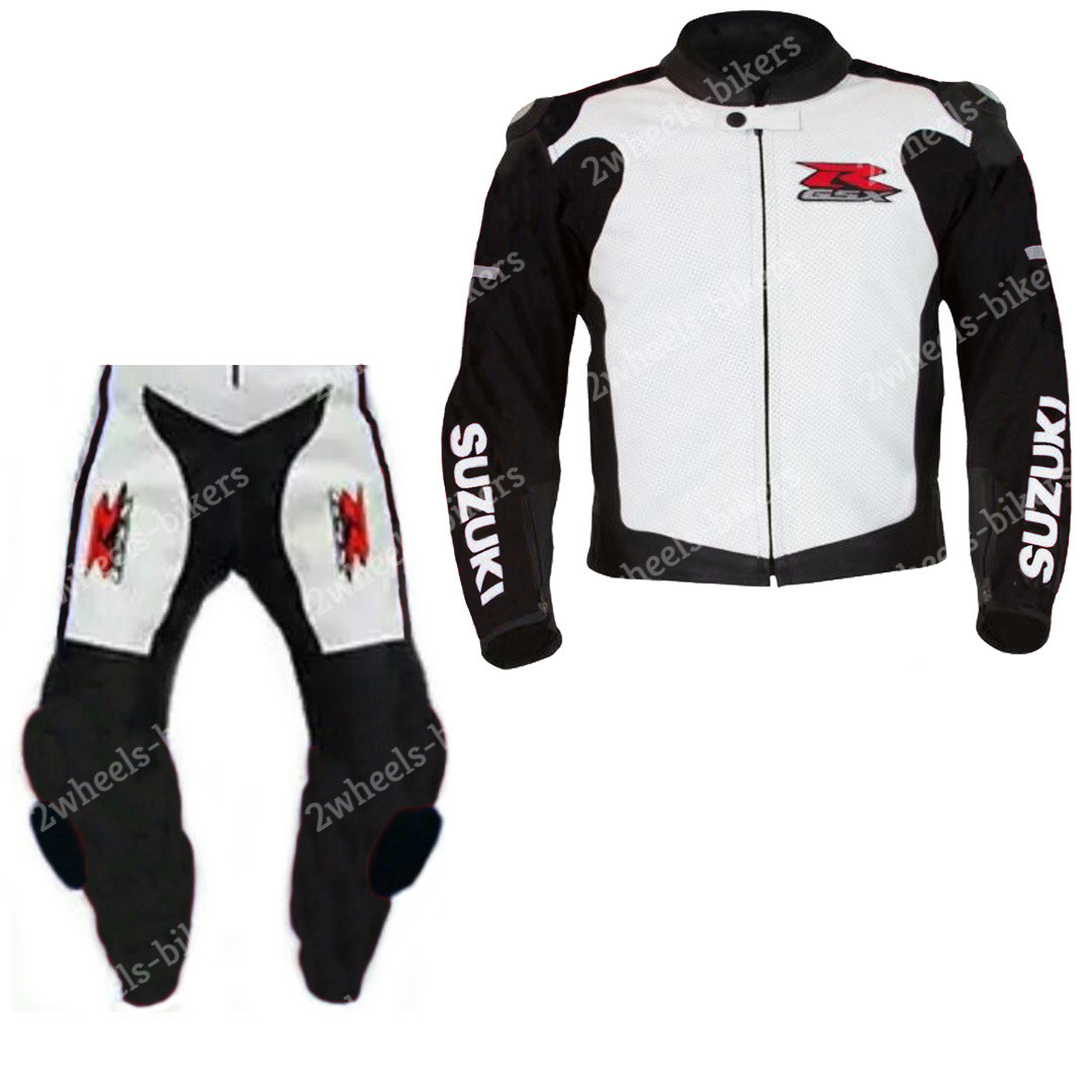 Blouson et pantalon moto en cuir Suzuki GSXR vetement motard homme