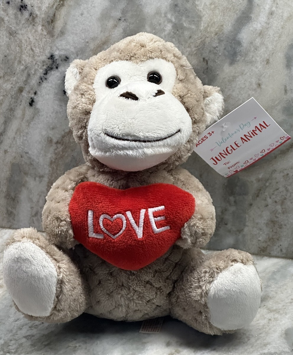 Monkey Plush Holding Love Heart Red 11” Soft Animal-LOVE | eBay