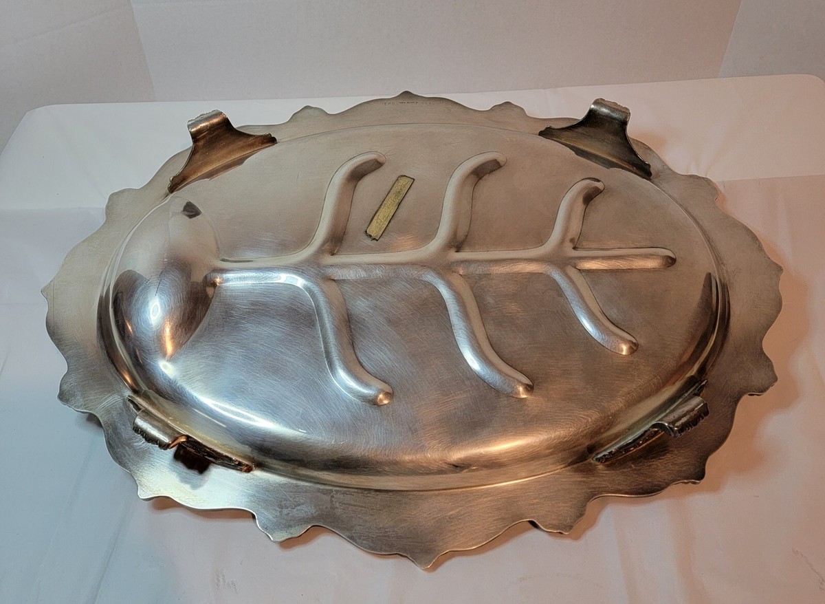 POOLE SILVER CO. 5000 22 Silver Plate Footed MEAT PLATTER TRAY