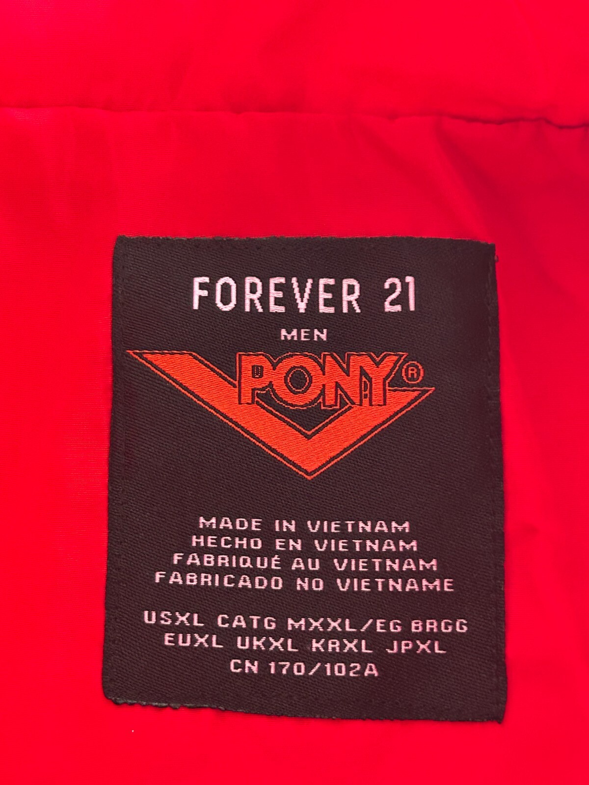 Giacca a vento Forever 21 Pony uomo XL multicolore blocco manica lunga full zip