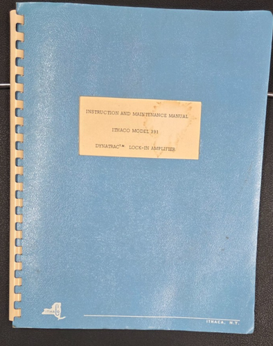 Ithaco Dynatrac 391 Lock-In Amplifier INSTRUCTION AND SERVICE MANUAL