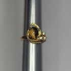 Size 7 Vintage 18k HGE Gold Platted Tiger Eye Ring Statement Cocktail Rhinestone