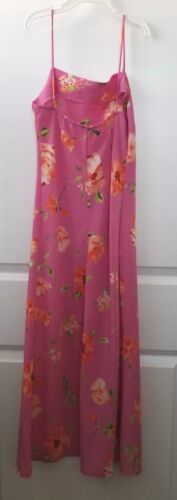 Cue Pink Floral Speghetti Strap Shift Dress VNTG Womens Size S - Picture 2 of 14