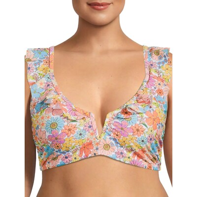 Time Tru Swim Suit Floral V-Wire Bralette Top & Side Tie Bikini Bottoms  S-3X