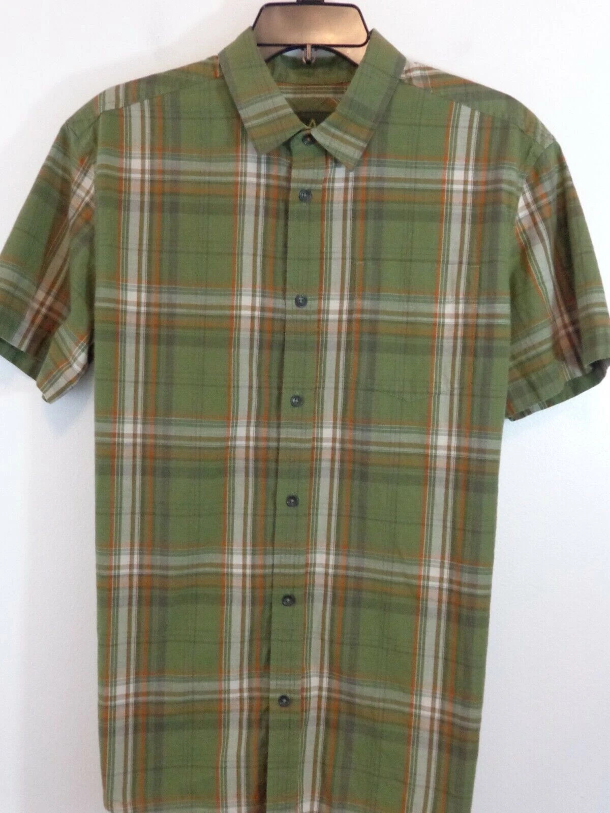 prana plaid short sleeve button down shirt