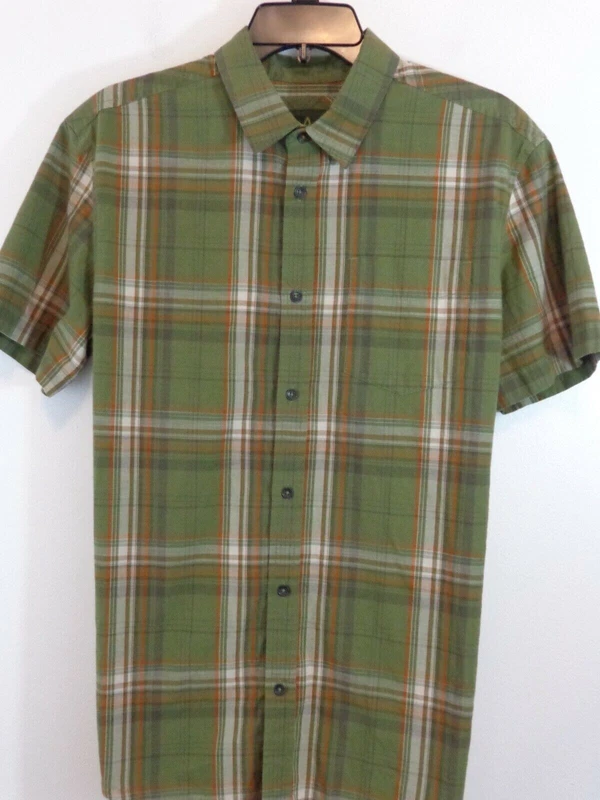 prana plaid short sleeve button down shirt