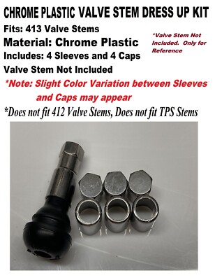 8-PC TR413 VALVE STEM DRESS UP KIT-Chrome Plastic