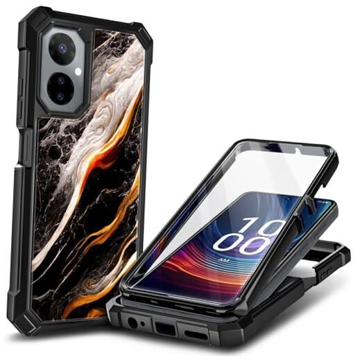 Case for Boost Celero 5G (2024), Full-Body Protective Shockproof Black Marble