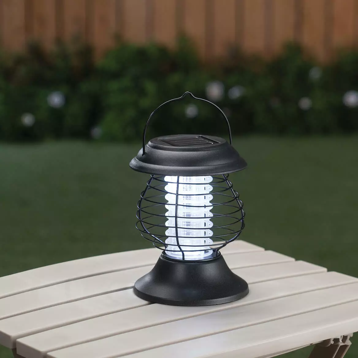 Solar Powered Lighted Tabletop Hanging Mosquito Bug Zapper Lantern