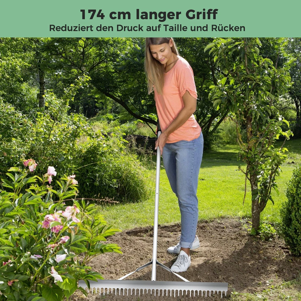 Aluminiumrechen Laubrechen Heurechen Rasenrechen Harke 91cm breit, 174cm lang - Bild 2 von 4