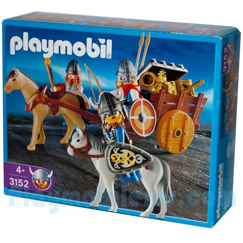 PLAYMOBIL 3314 3268 Chevalier Charrette Transport Tresor Royal Moyen