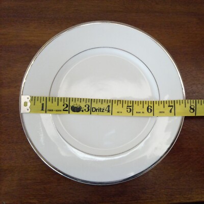 Set of 6 Wallace Fine China Salad Plates Silver Inner/Outer Trim