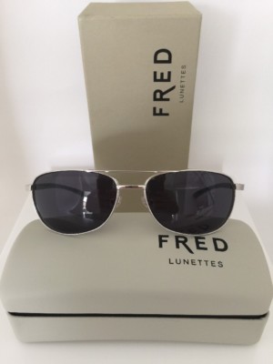 New Authentic FRED Lunettes ELLESMERE Aviator SUNGLASSES 8328 EBONY WOOD France