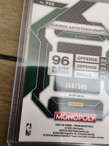 Giannis Antetokounmpo 2023-24 Prizm PS5 Gold Millionaire Shimmer Prizm /500 - Picture 3 of 3