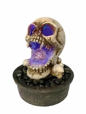 Damien Tabletop Skull Fountain Indoor Water Feature w/ LED Light Halloween Decor