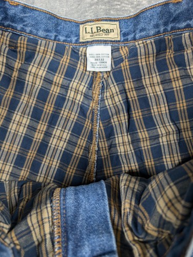 Vintage LL Bean Flannel Lined Jeans Men's 38x32 Blue Denim Straight Relaxed - Picture 6 of 8