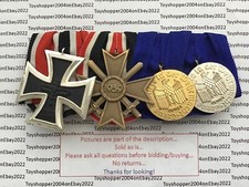 German WW2 1957 Veteran&rsquo;s 4 Place Medal Bar Iron Cross War Merite Cross w/Swords