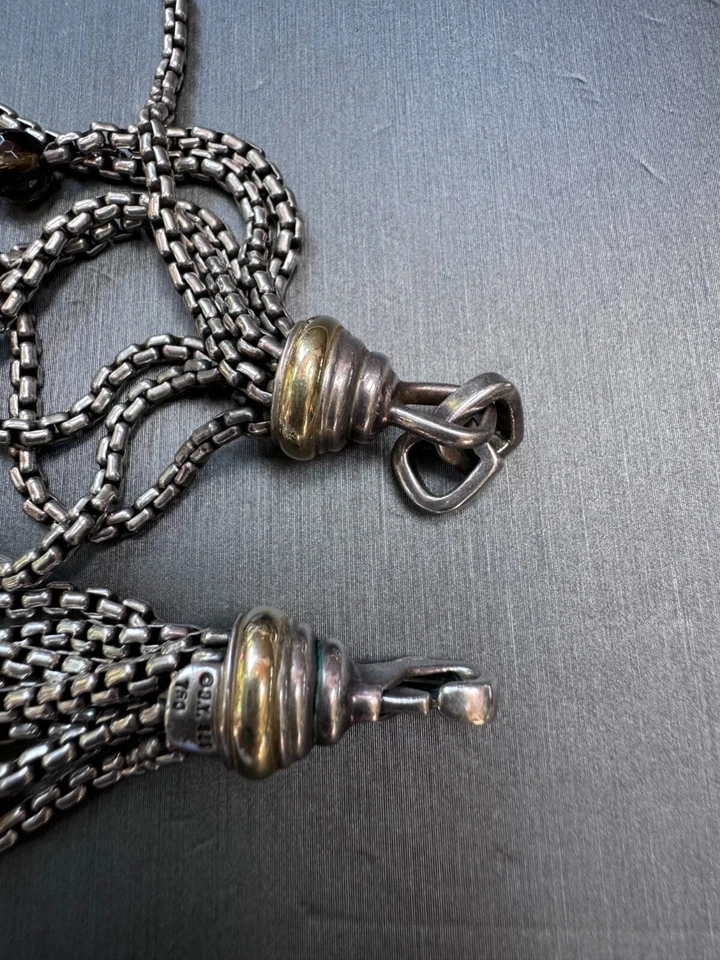 David Yurman sterling silber 18K yellow gold necklace pearls topaz 16 inch - Image 2 of 4