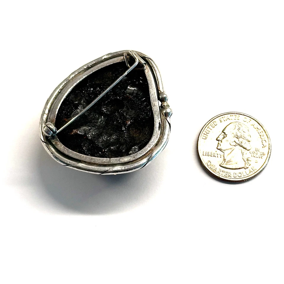 Broche de diseñador grande de plata esterlina 925 maciza ámbar báltico con forma libre Foto 3 de 4