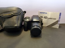 OLYMPUS IS-10 SUPER DLX 4X ZOOM FILM CAMERA w/ ORIGINAL LEATHER CASE  MANUAL