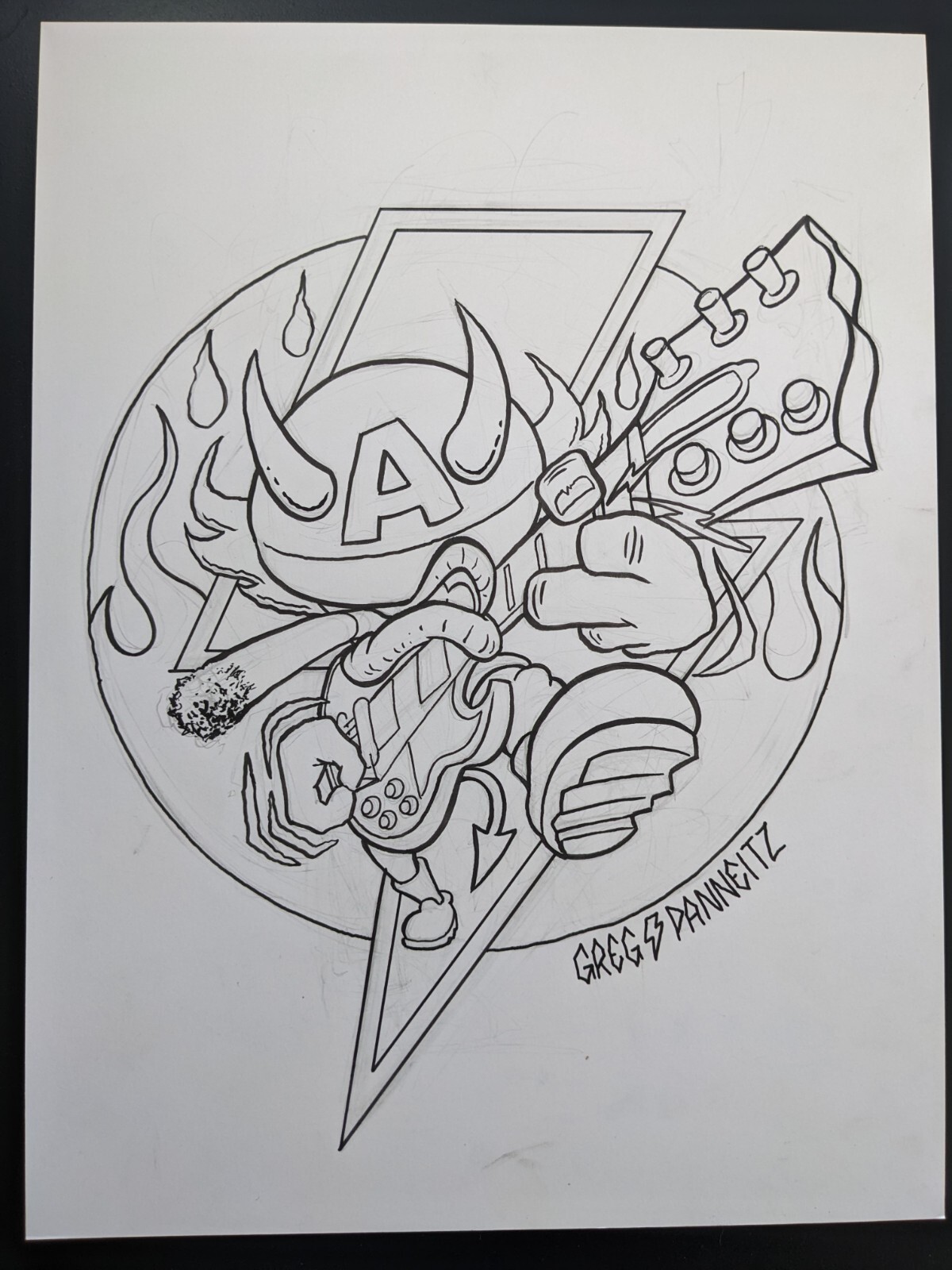 Original AC/DC ANGUS YOUNG art by cartoonist Greg Panneitz | eBay