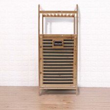 Bamboo Bathroom Laundry Hamper Cabinet Tilt Out Basket Storage with 2-Tier Shelf