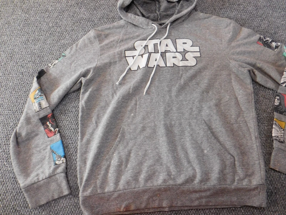 Star Wars Mens Hoodie Extra Large Gray Pullover stretch graphic movies - Image 3 of 4