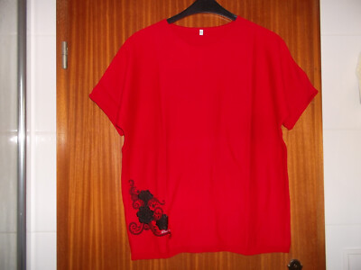 NEU Pullover Baderversand Stickerei Sommer Gr S oversize Gr. 36 38 40 42 rot