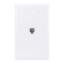 Construct Pro Single Gang Flush Mount Wall Plate Phone Jack, White 