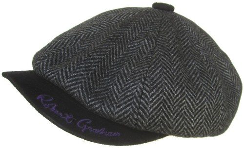 Robert Graham Wool Herringbone 8/4 Newsboy Cap Apple Jack Hat Suede Peaky Gatsby - Picture 6 of 13