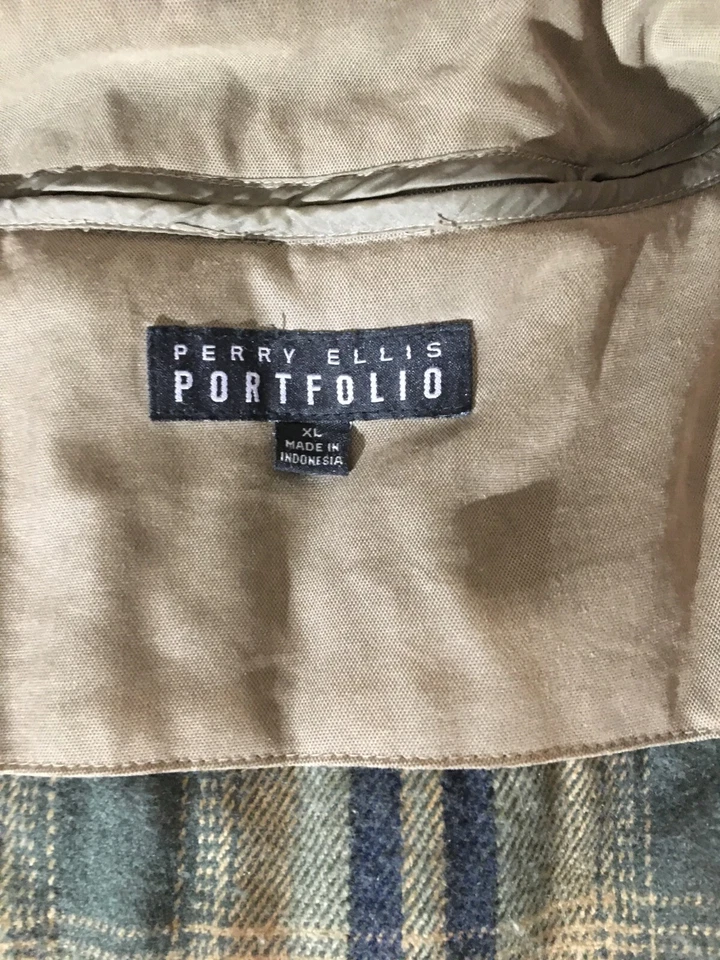 Perry Ellis Para Hombre - Abrigo XL - Verde - Color Salvia Con Ribete De Cuero  Foto 3 de 4