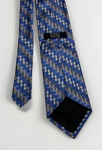 Haggar Men’s Tie Blue Beige Tan Gold White 4” Wide X 60” Long Great Condition - Picture 8 of 12