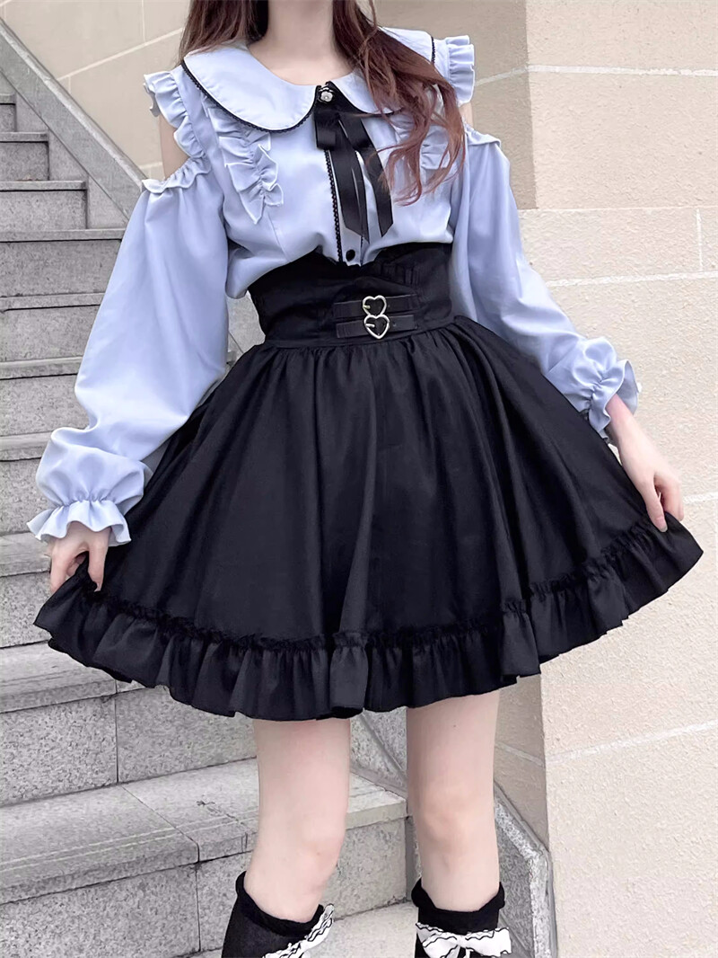 Japanese Sweet Girls Tops Ruffle Bow Blouse Lolita JK Uniform