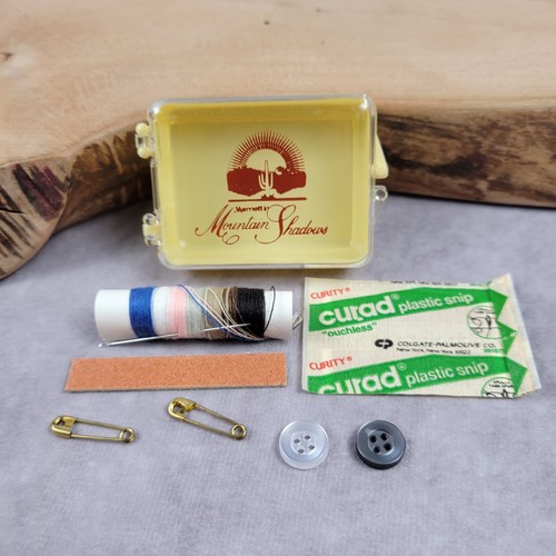 Marriott Vintage Sewing Kit Thread Needle Safety Pins Bandage Emery Board Button