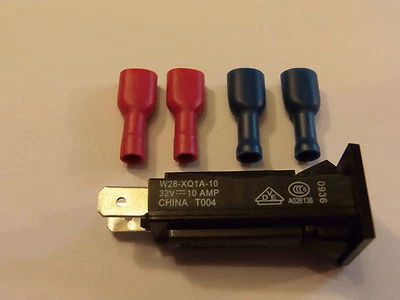 W28-XQ1A-10 - Circuit Breaker 10A -32VDC 250Vac + FREE CRIMPS TYCO ELECTRONICS