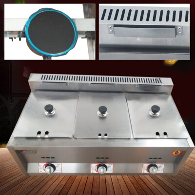 18L Commercial Deep Fryer Countertop Propane Gas Fryer 3 Pan LPG/NG Gas Fryer