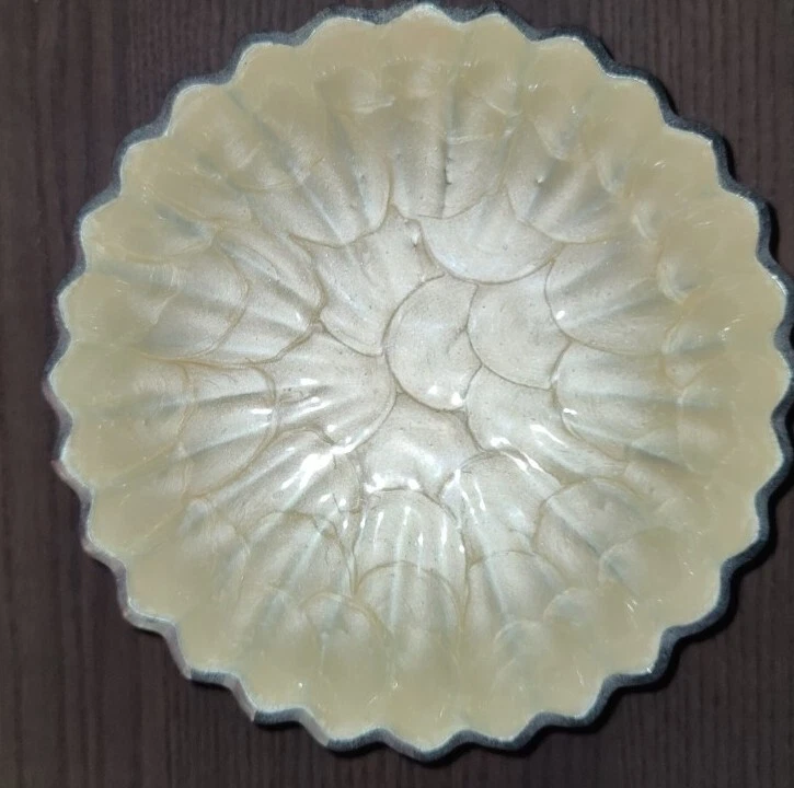 Julia Knight пьедестал чаша алюминиевая эмаль ребристый ручной работы подписанный центральный элемент - Изображение 4 из 4