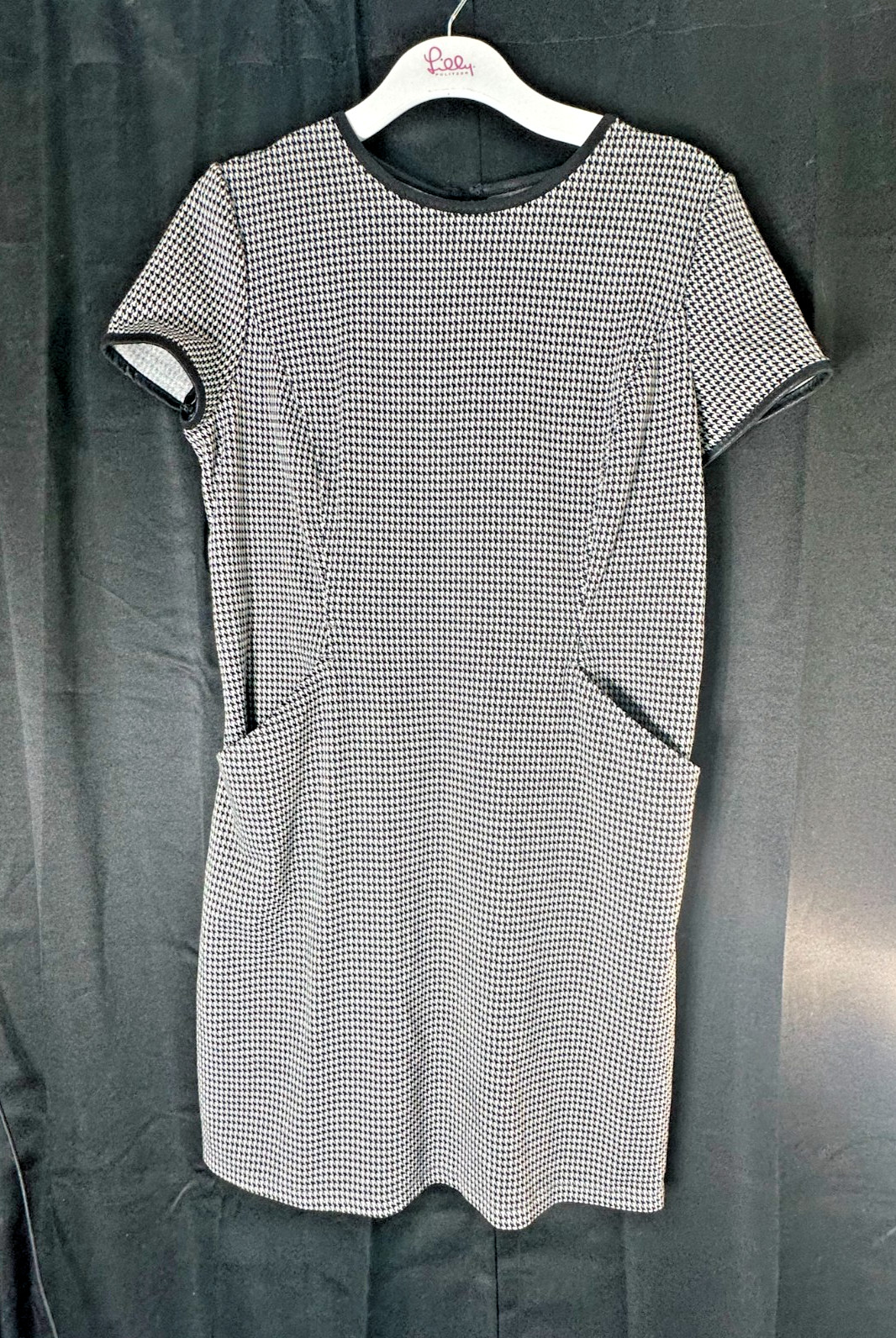 Max Studio Houndstooth Black White Shift Dress - … - image 1