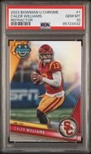 Graded 2023 Bowman U Chrome Caleb Williams #1 Refractor RC Football Card PSA 10