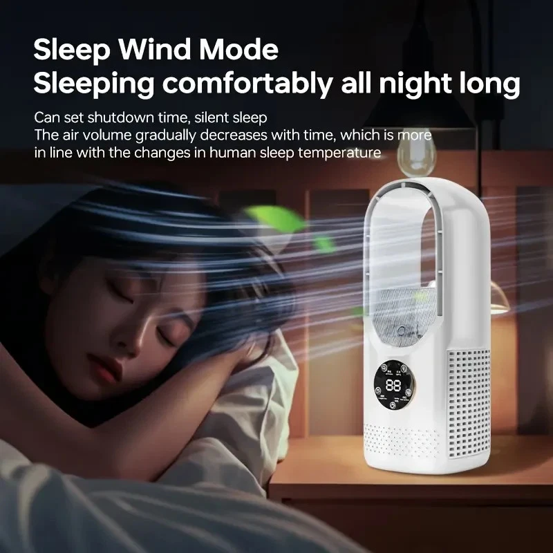 Portable Bladeless Tower Fan with Water Mist Cooling | USB - Image 3 of 4