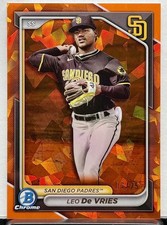 2024 Bowman Chrome Draft #BDC116 Leo De Vries Orange Sapphire 16/25-ssp